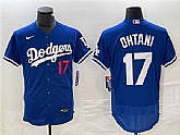 Men's Los Angeles Dodgers #17 Shohei Ohtani Blue Flex Base Stitched Baseball Jersey,baseball caps,new era cap wholesale,wholesale hats