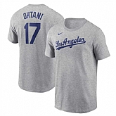 Men's Los Angeles Dodgers #17 Shohei Ohtani Gray 2024 Fuse Name & Number T-Shirt