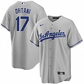 Men's Los Angeles Dodgers #17 Shohei Ohtani Gray Cool Base Jersey Dzhi,baseball caps,new era cap wholesale,wholesale hats