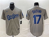 Men's Los Angeles Dodgers #17 Shohei Ohtani Gray Cool Base Stitched Jersey,baseball caps,new era cap wholesale,wholesale hats