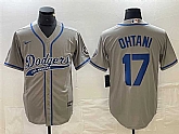 Men's Los Angeles Dodgers #17 Shohei Ohtani Gray Cool Base With Patch Stitched Baseball Jersey1,baseball caps,new era cap wholesale,wholesale hats