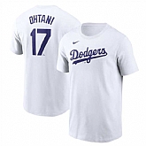 Men's Los Angeles Dodgers #17 Shohei Ohtani White 2024 Fuse Name & Number T-Shirt