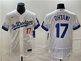 Men's Los Angeles Dodgers #17 Shohei Ohtani White City Connect Flex Base With Patch Stitched Baseball Jersey,baseball caps,new era cap wholesale,wholesale hats