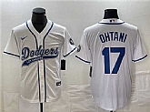Men's Los Angeles Dodgers #17 Shohei Ohtani White Cool Base With Patch Stitched Baseball Jersey,baseball caps,new era cap wholesale,wholesale hats