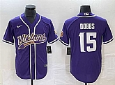 Men's Minnesota Vikings #15 Josh Dobbs Purple Cool Base Stitched Baseball Jersey,baseball caps,new era cap wholesale,wholesale hats