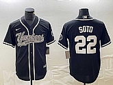 Men's New York Yankees #22 Juan Soto Black With Patch Cool Base Stitched Baseball Jersey,baseball caps,new era cap wholesale,wholesale hats