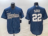Men's New York Yankees #22 Juan Soto Blue Pinstripe Cool Base Stitched Baseball Jersey,baseball caps,new era cap wholesale,wholesale hats