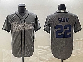 Men's New York Yankees #22 Juan Soto Grey Gridiron Cool Base Stitched Baseball Jersey,baseball caps,new era cap wholesale,wholesale hats