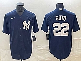 Men's New York Yankees #22 Juan Soto Name Navy Blue Cool Base Stitched Baseball Jersey,baseball caps,new era cap wholesale,wholesale hats