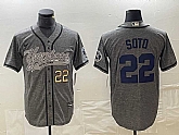 Men's New York Yankees #22 Juan Soto Number Grey Gridiron Cool Base Stitched Baseball Jersey,baseball caps,new era cap wholesale,wholesale hats