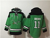 Men's Philadelphia Eagles #11 A. J. Brown Green Ageless Must-Have Lace-Up Pullover Hoodie