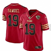 Men's San Francisco 49ers #19 Deebo Samuel Red With 75th Anniversary Patch Stitched Football Jersey Dzhi,baseball caps,new era cap wholesale,wholesale hats