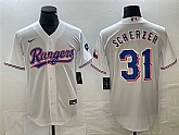 Men's Texas Rangers #31 Max Scherzer White With Patch Cool Base Stitched Baseball Jersey,baseball caps,new era cap wholesale,wholesale hats
