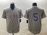 Men's Texas Rangers #5 Corey Seager Gray With Patch Cool Base Stitched Baseball Jersey,baseball caps,new era cap wholesale,wholesale hats