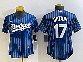 Women's Los Angeles Dodgers #17 Shohei Ohtani Red Navy Blue Pinstripe Stitched Cool Base Nike Jersey1,baseball caps,new era cap wholesale,wholesale hats