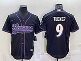 Men's Baltimore Ravens #9 Justin Tucker Black With Patch Cool Base Stitched Baseball Jersey,baseball caps,new era cap wholesale,wholesale hats