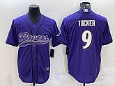 Men's Baltimore Ravens #9 Justin Tucker Purple With Patch Cool Base Stitched Baseball Jersey,baseball caps,new era cap wholesale,wholesale hats
