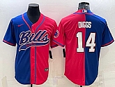 Men's Buffalo Bills #14 Stefon Diggs Blue Red Two Tone With Patch Cool Base Stitched Baseball Jersey,baseball caps,new era cap wholesale,wholesale hats