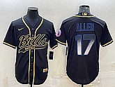 Men's Buffalo Bills #17 Josh Allen Black Gold Vapor Smoke With Patch Cool Base Stitched Baseball Jersey,baseball caps,new era cap wholesale,wholesale hats