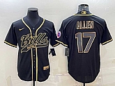 Men's Buffalo Bills #17 Josh Allen Black Gold With Patch Cool Base Stitched Baseball Jersey,baseball caps,new era cap wholesale,wholesale hats