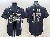 Men's Buffalo Bills #17 Josh Allen Black Reflective With Patch Cool Base Stitched Baseball Jersey,baseball caps,new era cap wholesale,wholesale hats