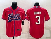 Men's Buffalo Bills #3 Damar Hamlin Red With Patch Cool Base Stitched Baseball Jersey,baseball caps,new era cap wholesale,wholesale hats