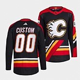 Men's Calgary Flames Custom Black 2022-23 Reverse Retro Stitched Jersey