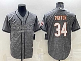 Men's Chicago Bears #34 Walter Payton Gray With Patch Cool Base Stitched Baseball Jersey,baseball caps,new era cap wholesale,wholesale hats