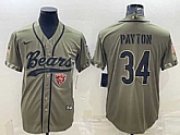 Men's Chicago Bears #34 Walter Payton Olive 2022 Salute To Service Cool Base Stitched Baseball Jersey,baseball caps,new era cap wholesale,wholesale hats