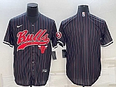 Men's Chicago Bulls Blank Black Pinstripe With Patch Cool Base Stitched Baseball Jersey,baseball caps,new era cap wholesale,wholesale hats