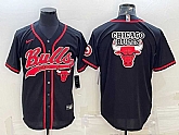Men's Chicago Bulls Blank Black Team Big Logo With Patch Cool Base Stitched Baseball Jersey,baseball caps,new era cap wholesale,wholesale hats