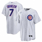 Men's Chicago Cubs #7 Dansby Swanson White Cool Base Stitched Baseball Nike Jersey Dzhi,baseball caps,new era cap wholesale,wholesale hats