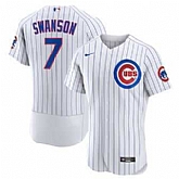 Men's Chicago Cubs #7 Dansby Swanson White Home Stitched MLB Flex Base Nike Jersey Dzhi,baseball caps,new era cap wholesale,wholesale hats