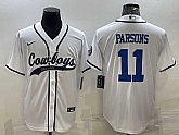 Men's Dallas Cowboys #11 Micah Parsons White With Patch Cool Base Stitched Baseball Jersey,baseball caps,new era cap wholesale,wholesale hats