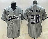 Men's Dallas Cowboys #20 Tony Pollard Grey Pinstripe With Patch Cool Base Stitched Baseball Jersey,baseball caps,new era cap wholesale,wholesale hats