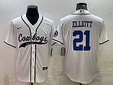 Men's Dallas Cowboys #21 Ezekiel Elliott White With Patch Cool Base Stitched Baseball Jersey,baseball caps,new era cap wholesale,wholesale hats