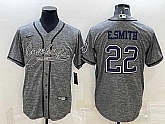 Men's Dallas Cowboys #22 Emmitt Smith Grey Gridiron With Patch Cool Base Stitched Baseball Jersey,baseball caps,new era cap wholesale,wholesale hats