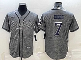 Men's Dallas Cowboys #7 Trevon Diggs Grey Gridiron With Patch Cool Base Stitched Baseball Jersey,baseball caps,new era cap wholesale,wholesale hats