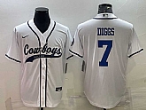 Men's Dallas Cowboys #7 Trevon Diggs White With Patch Cool Base Stitched Baseball Jersey,baseball caps,new era cap wholesale,wholesale hats