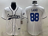 Men's Dallas Cowboys #88 CeeDee Lamb White With Patch Cool Base Stitched Baseball Jersey,baseball caps,new era cap wholesale,wholesale hats
