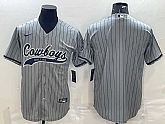 Men's Dallas Cowboys Blank Grey Pinstripe With Patch Cool Base Stitched Baseball Jersey,baseball caps,new era cap wholesale,wholesale hats