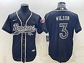 Men's Denver Broncos #3 Russell Wilson Black Reflective With Patch Cool Base Stitched Baseball Jersey,baseball caps,new era cap wholesale,wholesale hats