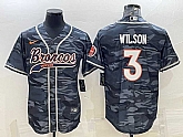 Men's Denver Broncos #3 Russell Wilson Grey Camo With Patch Cool Base Stitched Baseball Jersey,baseball caps,new era cap wholesale,wholesale hats