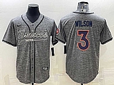 Men's Denver Broncos #3 Russell Wilson Grey Gridiron With Patch Cool Base Stitched Baseball Jersey,baseball caps,new era cap wholesale,wholesale hats