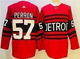 Men's Detroit Red Wings #57 David Perron Red 2022-23 Reverse Retro Stitched Jersey