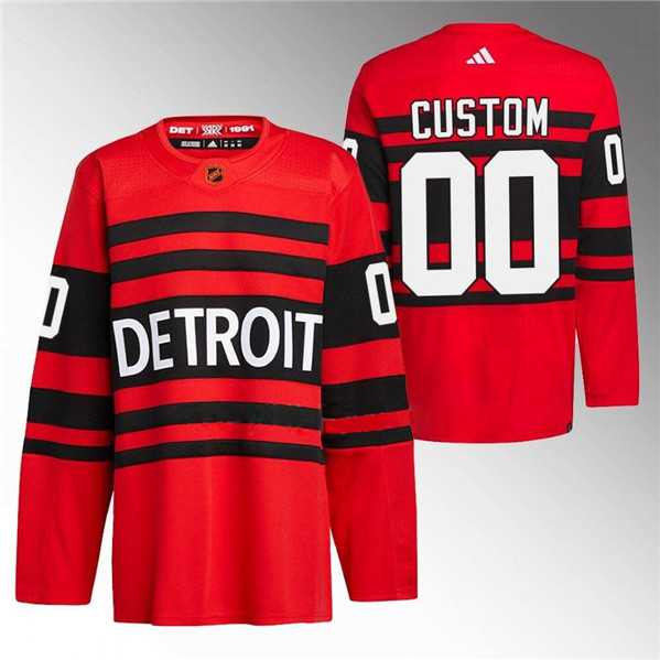 Men's Detroit Red Wings Custom Red 2022-23 Reverse Retro Stitched Jersey