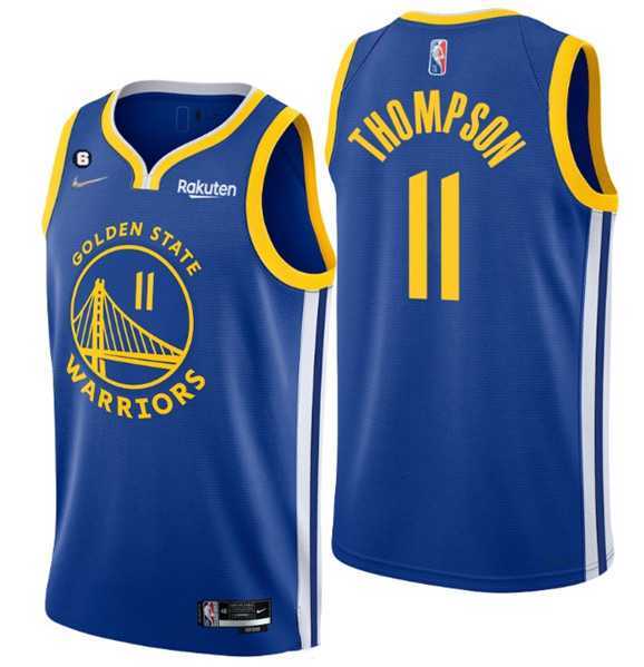 Men's Golden State Warriors #11 Klay Thompson Royal With No.6 Patch Stitched Jersey Dzhi