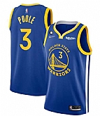 Men's Golden State Warriors #3 Jordan Poole Royal With No.6 Patch Stitched Jersey Dzhi