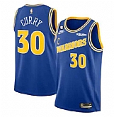 Men's Golden State Warriors #30 Stephen Curry Royal With No.6 Patch Stitched Jersey