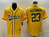 Men's Green Bay Packers #23 Jaire Alexander Yellow With Patch Cool Base Stitched Baseball Jersey,baseball caps,new era cap wholesale,wholesale hats